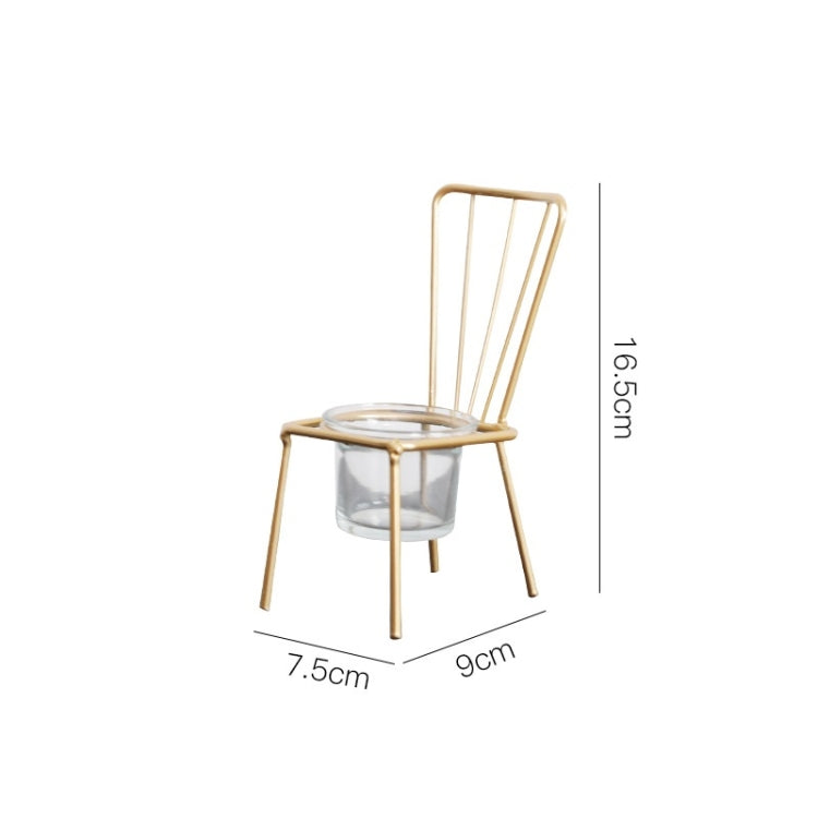 2 PCS Wrought Iron Chair Shaped Candle Holder Decoration Romantic Candle Light Table Decoration, Style:A