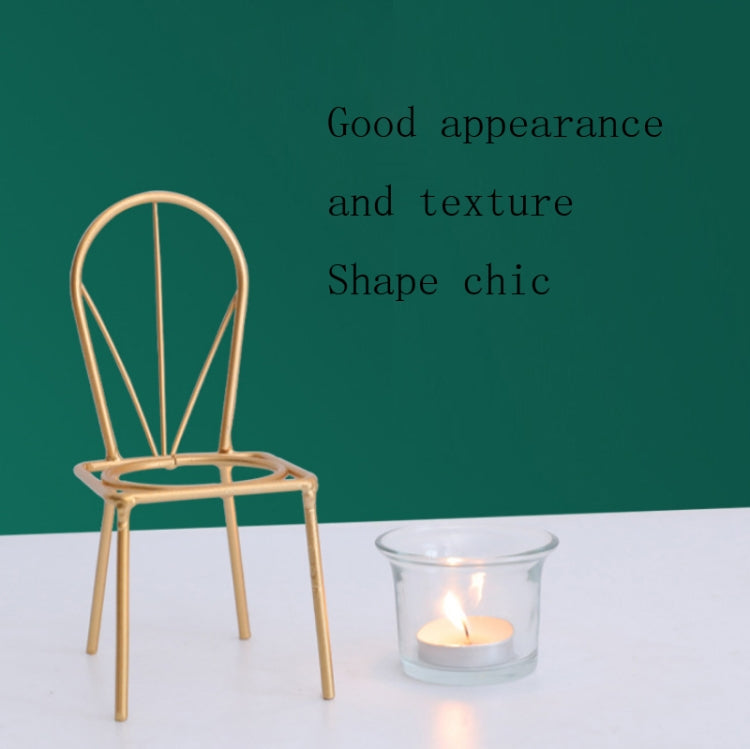 2 PCS Wrought Iron Chair Shaped Candle Holder Decoration Romantic Candle Light Table Decoration, Style:A