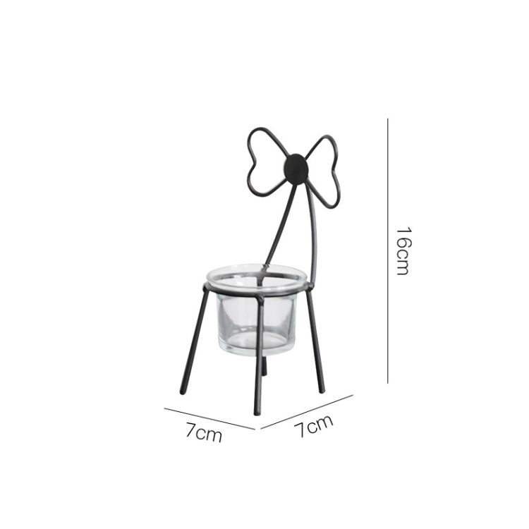 2 PCS Wrought Iron Chair Shaped Candle Holder Decoration Romantic Candle Light Table Decoration, Style:B