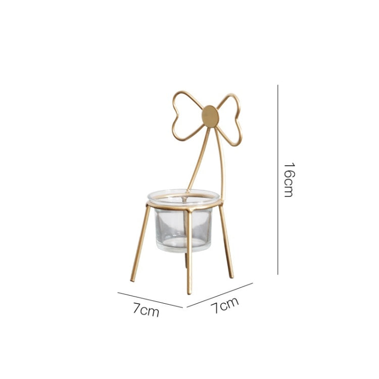 2 PCS Wrought Iron Chair Shaped Candle Holder Decoration Romantic Candle Light Table Decoration, Style:B