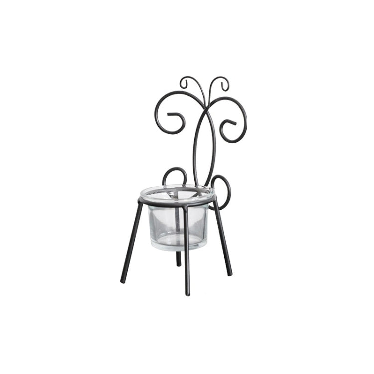 2 PCS Wrought Iron Chair Shaped Candle Holder Decoration Romantic Candle Light Table Decoration, Style:C