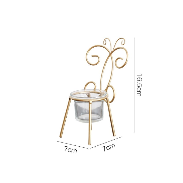 2 PCS Wrought Iron Chair Shaped Candle Holder Decoration Romantic Candle Light Table Decoration, Style:C