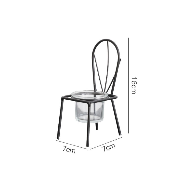 2 PCS Wrought Iron Chair Shaped Candle Holder Decoration Romantic Candle Light Table Decoration, Style:D