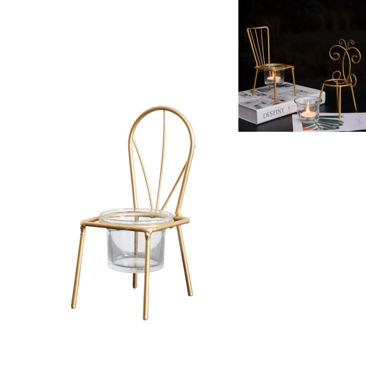 2 PCS Wrought Iron Chair Shaped Candle Holder Decoration Romantic Candle Light Table Decoration, Style:D