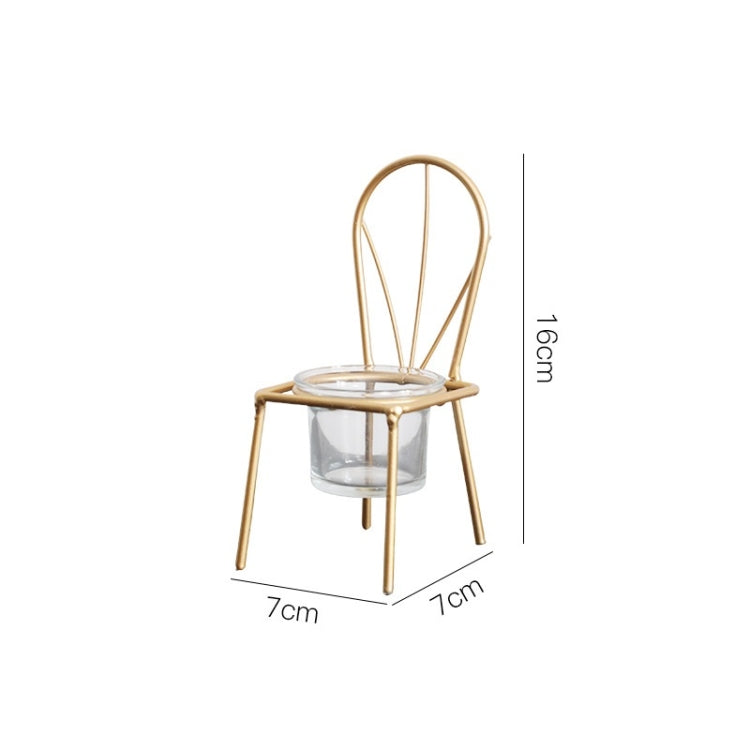 2 PCS Wrought Iron Chair Shaped Candle Holder Decoration Romantic Candle Light Table Decoration, Style:D