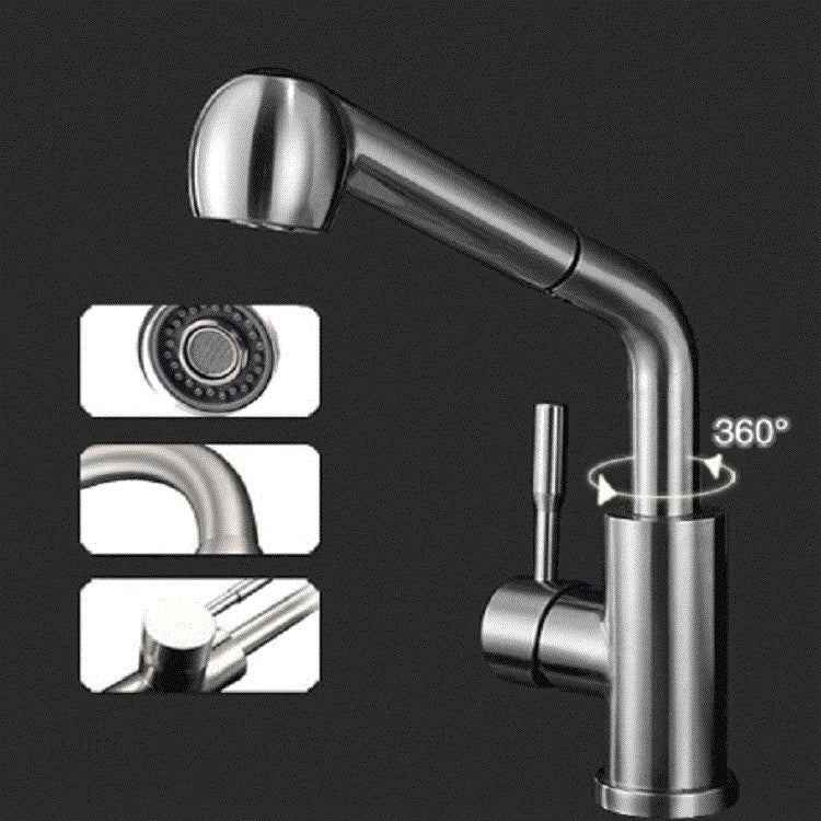Kitchen Pipe Shape Multifunctional Cold And Hot Switchable And Pull-Out Stainless Steel Faucet, Specification: 1450g