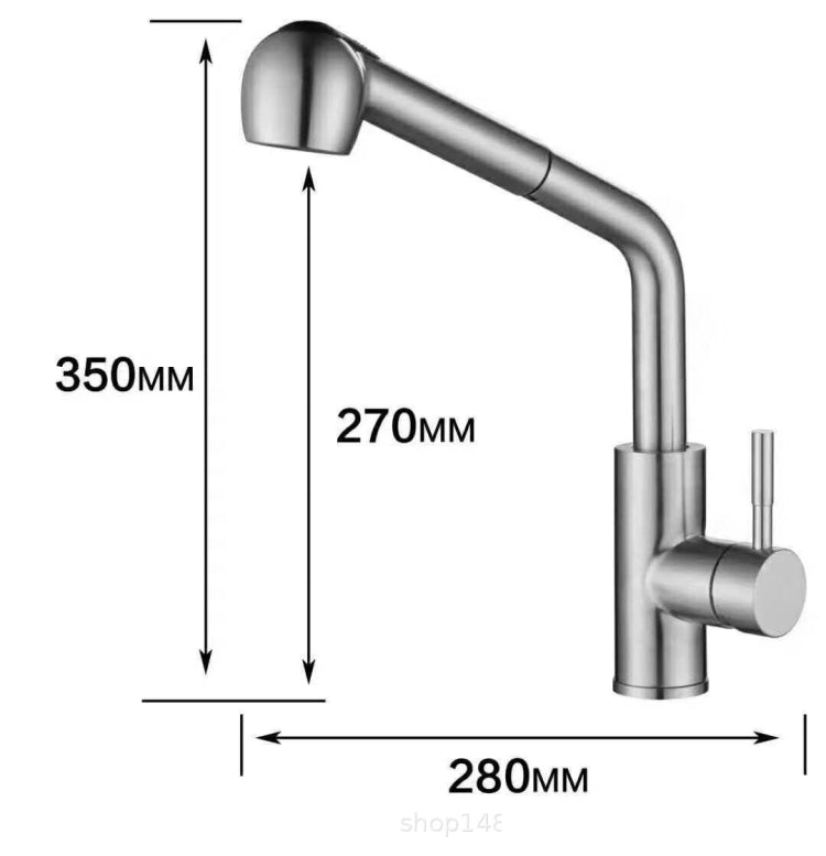 Kitchen Pipe Shape Multifunctional Cold And Hot Switchable And Pull-Out Stainless Steel Faucet, Specification: 1450g