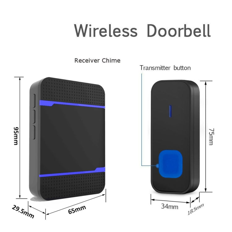 Remote Cordless 55 Ring Tones Chime Home Welcome Sensor IP55 Waterproof Wireless Door Bell , EU/US/UK Plug