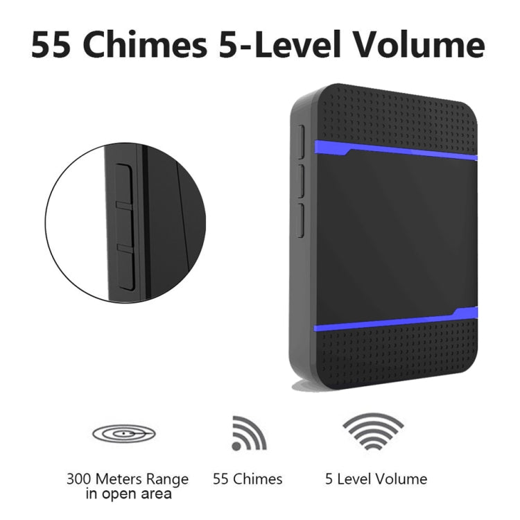 Remote Cordless 55 Ring Tones Chime Home Welcome Sensor IP55 Waterproof Wireless Door Bell , EU/US/UK Plug