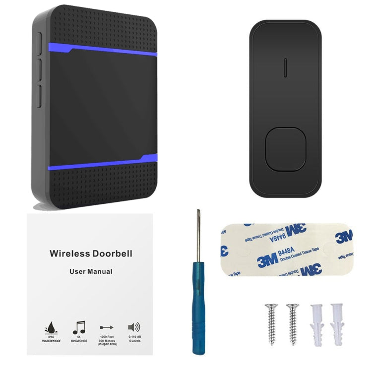 Remote Cordless 55 Ring Tones Chime Home Welcome Sensor IP55 Waterproof Wireless Door Bell , EU/US/UK Plug