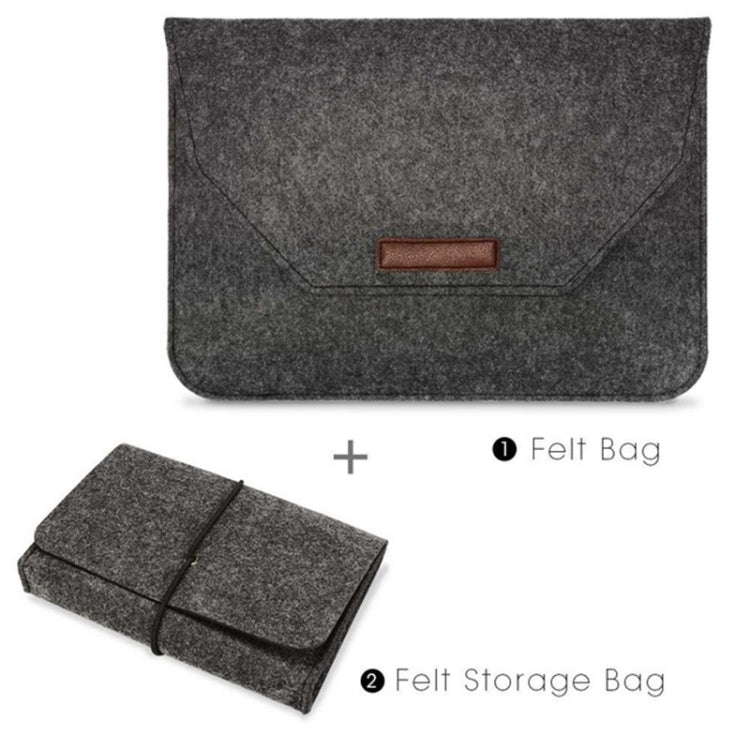 Portable Air Permeable Felt Sleeve Bag for MacBook Laptop, with Power Storage Bag, Size:11 inch