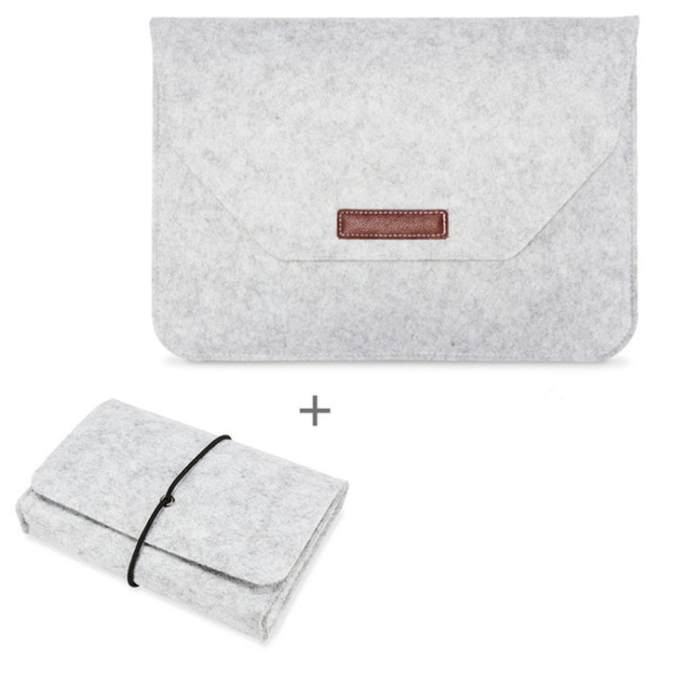 Portable Air Permeable Felt Sleeve Bag for MacBook Laptop, with Power Storage Bag, Size:12 inch