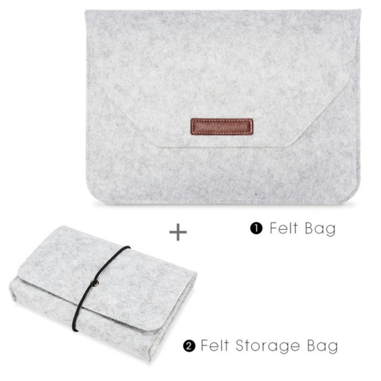Portable Air Permeable Felt Sleeve Bag for MacBook Laptop, with Power Storage Bag, Size:12 inch