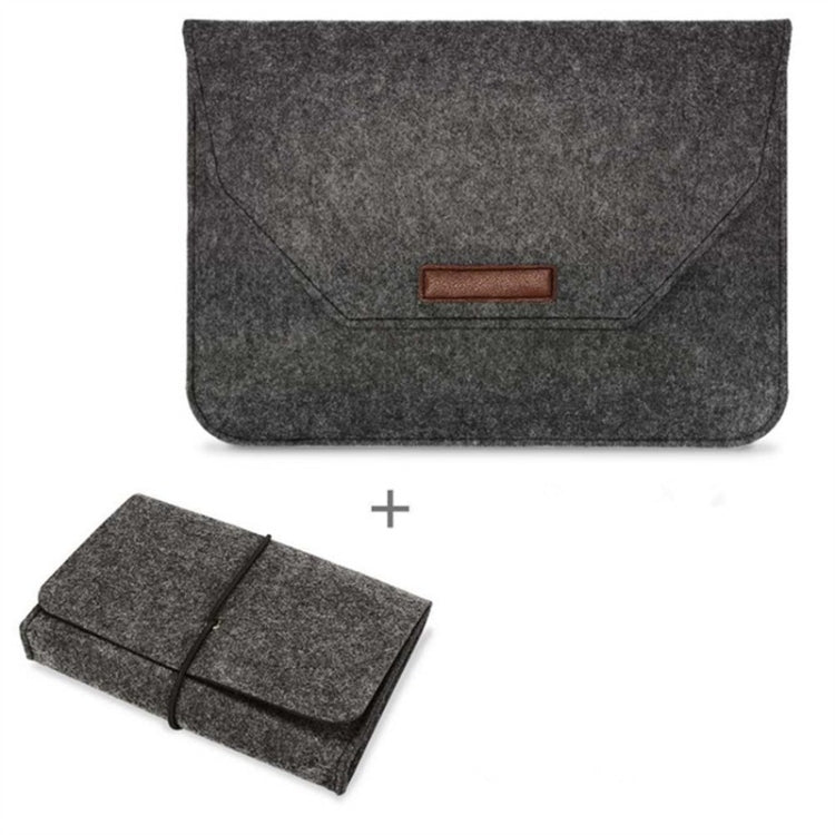 Portable Air Permeable Felt Sleeve Bag for MacBook Laptop, with Power Storage Bag, Size:12 inch