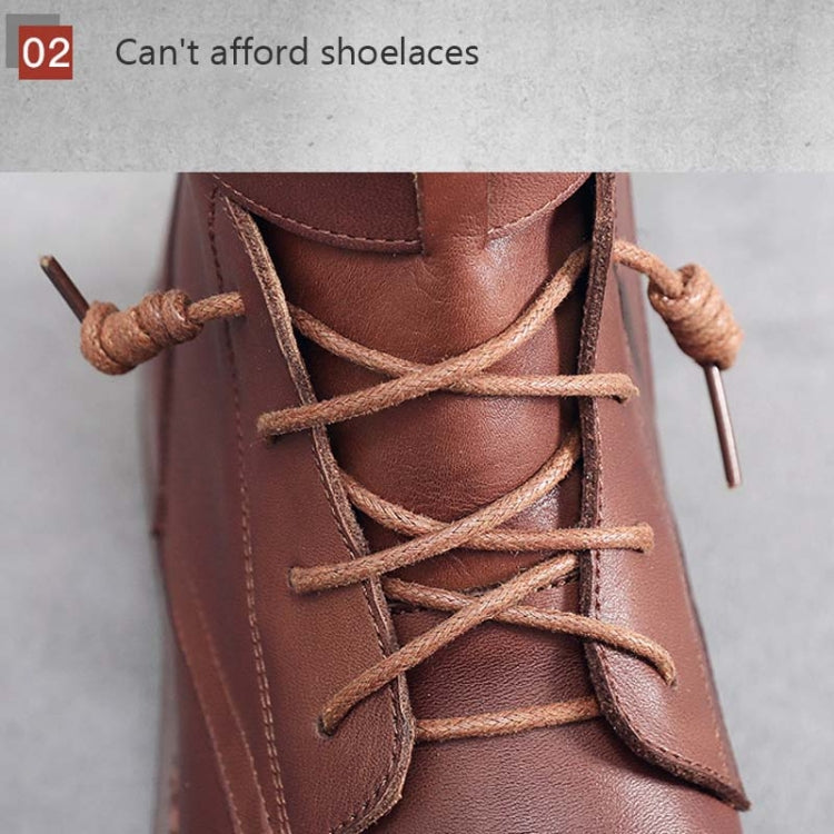 Leather Martin Boots Women Autumn Top Layer Cowhide Single Shoes Simple Square Root Shoes, Size: 35