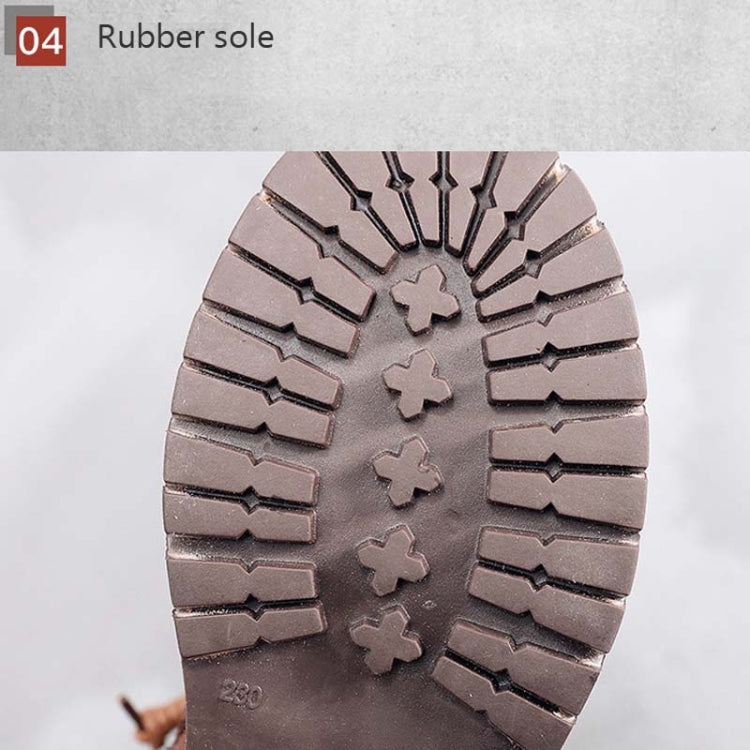 Leather Martin Boots Women Autumn Top Layer Cowhide Single Shoes Simple Square Root Shoes, Size: 35