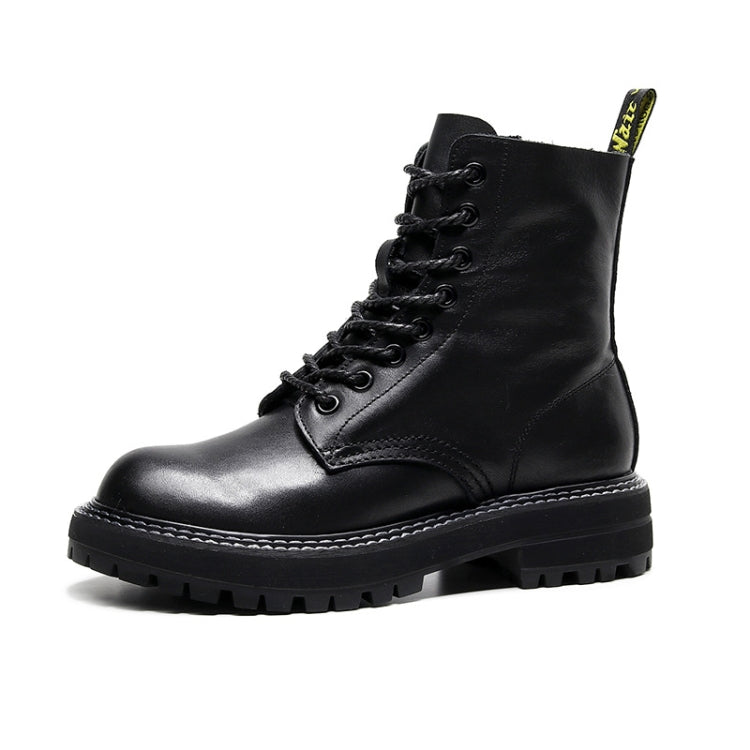Leather Shoes Women Martin Boots Top Layer Cowhide Boots, Size: 36