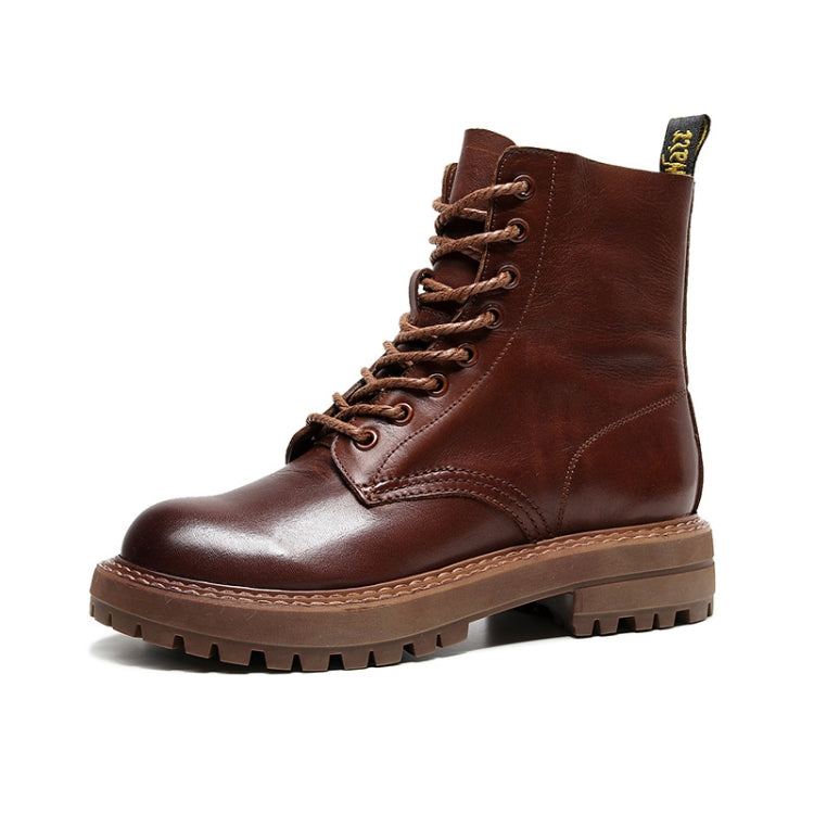 Leather Shoes Women Martin Boots Top Layer Cowhide Boots, Size: 37