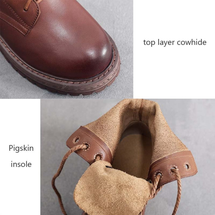 Leather Shoes Women Martin Boots Top Layer Cowhide Boots, Size: 40