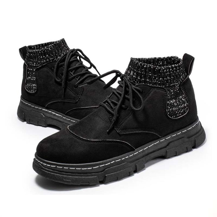 Autumn Winter Martin Boots Warm Sports Men Shoes High Casual All-Match Tooling Boots, Size: 42(Black)