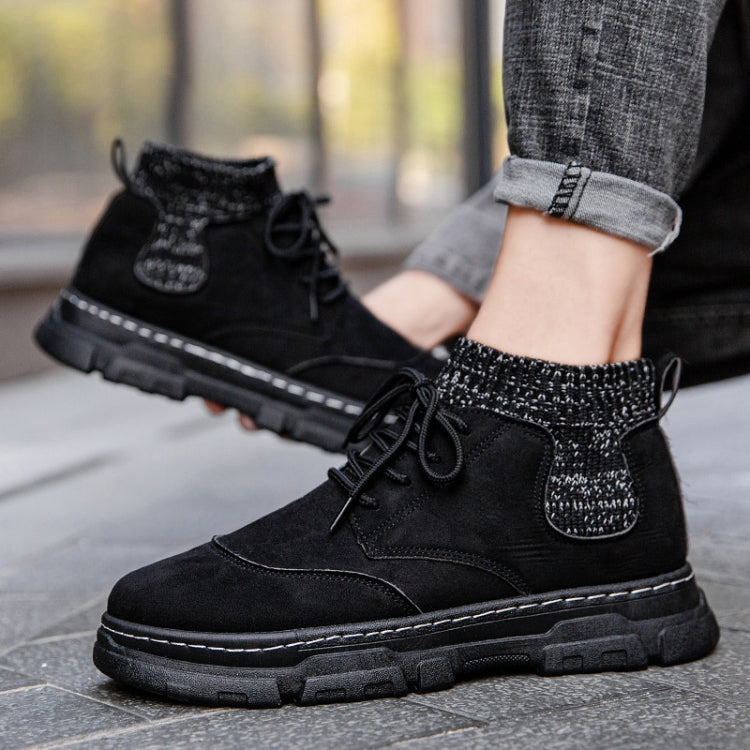 Autumn Winter Martin Boots Warm Sports Men Shoes High Casual All-Match Tooling Boots, Size: 42(Black)