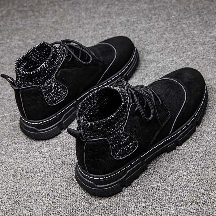 Autumn Winter Martin Boots Warm Sports Men Shoes High Casual All-Match Tooling Boots, Size: 42(Black)