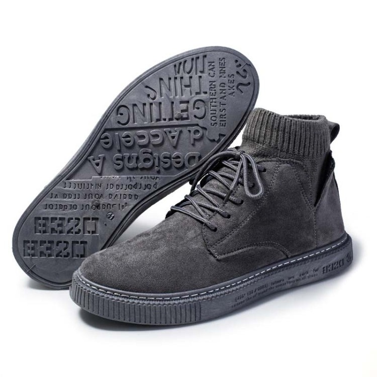 Autumn Winter High-Top Tooling Casual Shoes Youth Board Shoes  All-Match Men Sports Shoes, Size: 41(Gray)