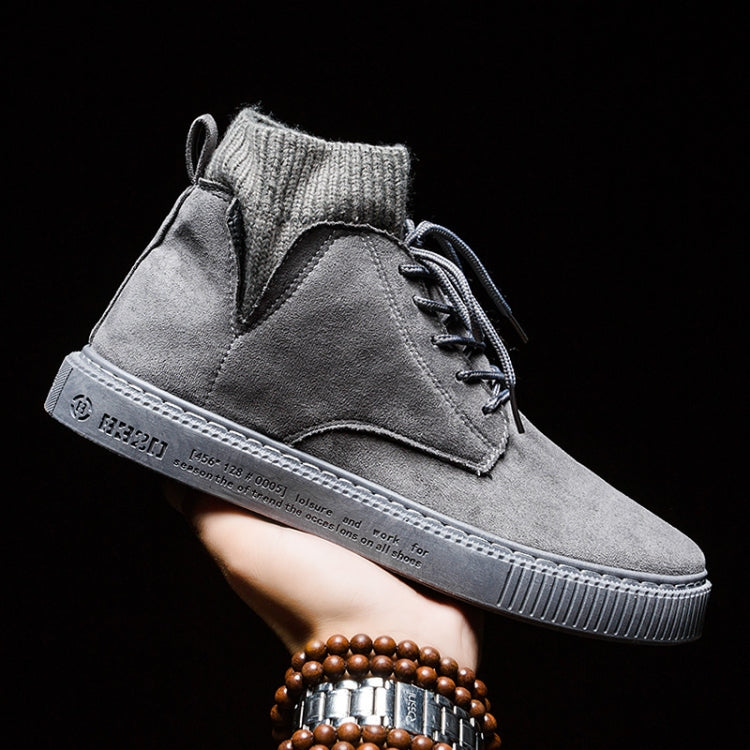 Autumn Winter High-Top Tooling Casual Shoes Youth Board Shoes  All-Match Men Sports Shoes, Size: 41(Gray)