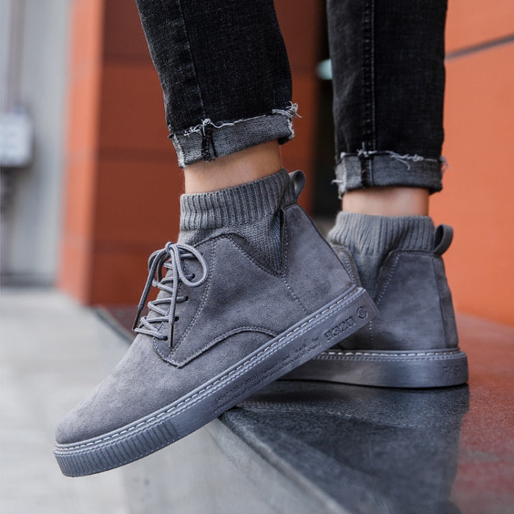 Autumn Winter High-Top Tooling Casual Shoes Youth Board Shoes  All-Match Men Sports Shoes, Size: 41(Gray)