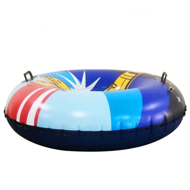 Universe Series Winter Rocket Pattern Round Inflatable Ski Ring With Two-Handed Handle & Traction Rope Buckle