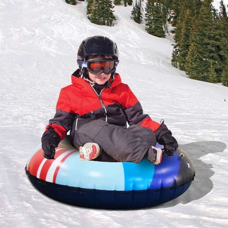 Universe Series Winter Rocket Pattern Round Inflatable Ski Ring With Two-Handed Handle & Traction Rope Buckle