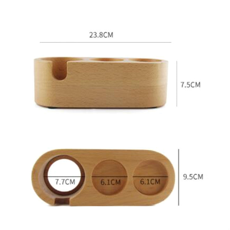 3 Holes Coffee Pressing Powder Base Wooden Filling And Pressing Base Coffee Machine Handle Support Base Pressing Powder Pad, Scope of application: 51mm