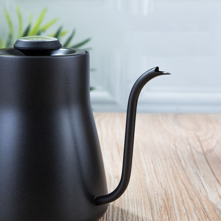 304 Stainless Steel Coffee Hand Pot Wooden Handle Coffee Pot Teflon Long-Mouth Slender Pot, Style: With Thermometer