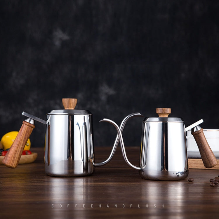 Swan Hand-Flushing Pot Drip Filter Hand-Flushing Coffee Pot Stainless Steel Slender Pot Wooden Handle Long-Mouthed Pot, Capacity: 600ml