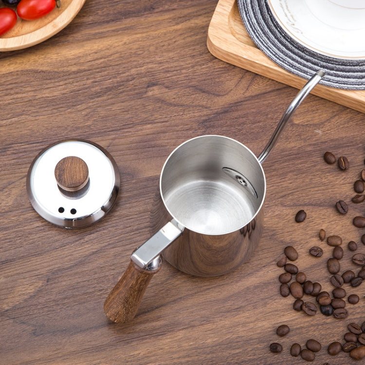 Swan Hand-Flushing Pot Drip Filter Hand-Flushing Coffee Pot Stainless Steel Slender Pot Wooden Handle Long-Mouthed Pot, Capacity: 600ml