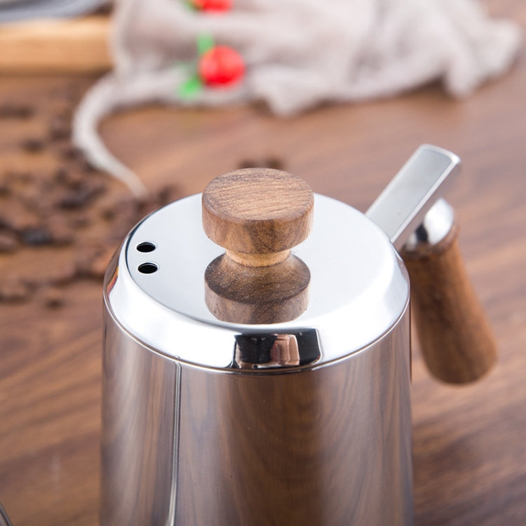 Swan Hand-Flushing Pot Drip Filter Hand-Flushing Coffee Pot Stainless Steel Slender Pot Wooden Handle Long-Mouthed Pot, Capacity: 600ml