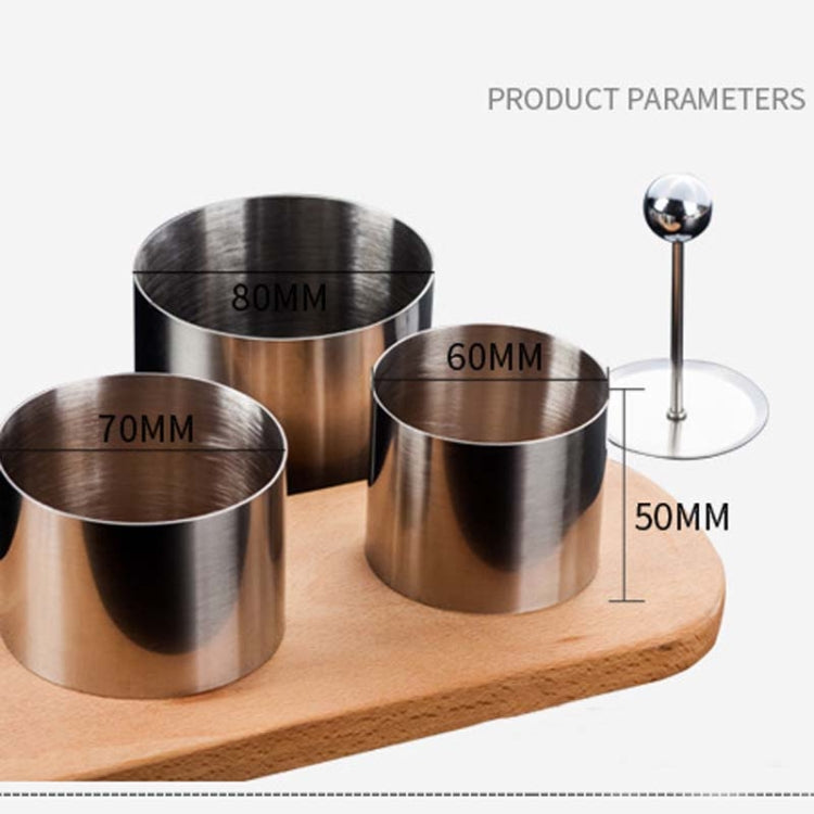 Stainless Steel Rice Ball Mold Hotel Chef Cold Appetizer Round Plastic Mold Set Kitchen Baking Cake Tool, Specification: 3 Molds + 1 Push Plate