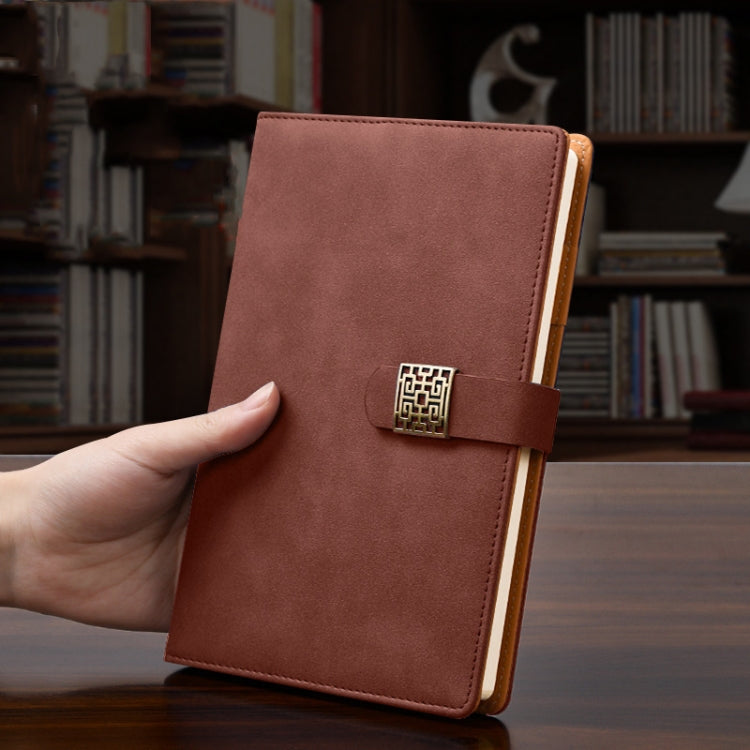 Notebook Business Retro Simple Notebook Office Notepad Coffee A5 Window Grille Magnetic Buckle