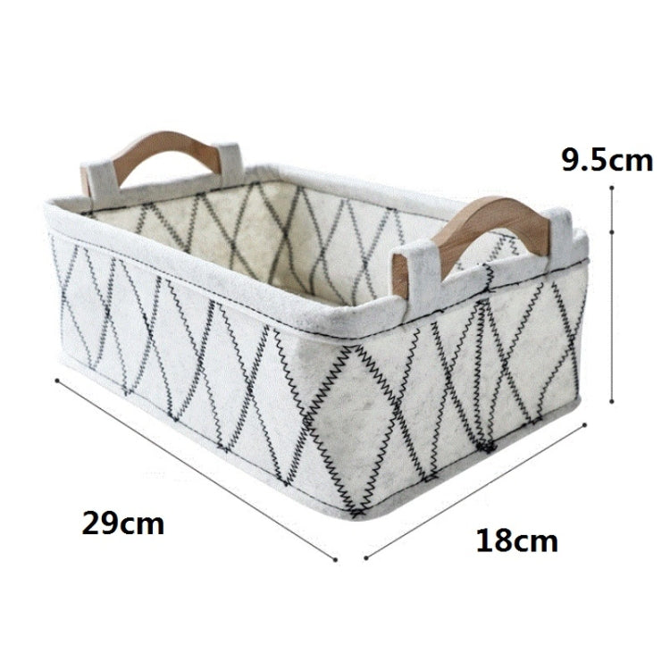 2 PCS Wooden Handle Felt Storage Basket Sundries Underwear Storage Box, Specification:  29x18x9.5cm(Off-white)