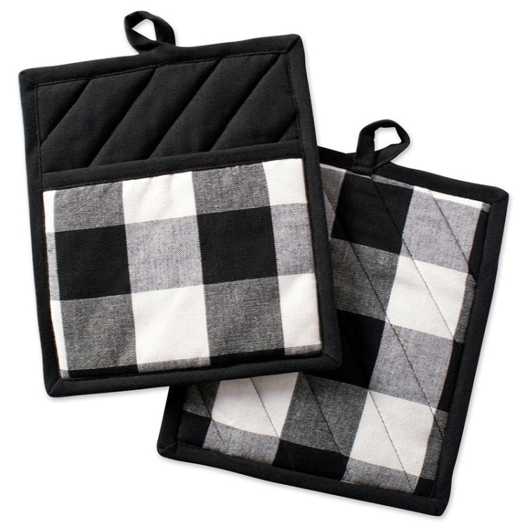 2 PCS Christmas Lattice Tableware Heat Insulation & Anti-Scalding Placemat Cotton High Temperature Gloves, Size: 20x23cm