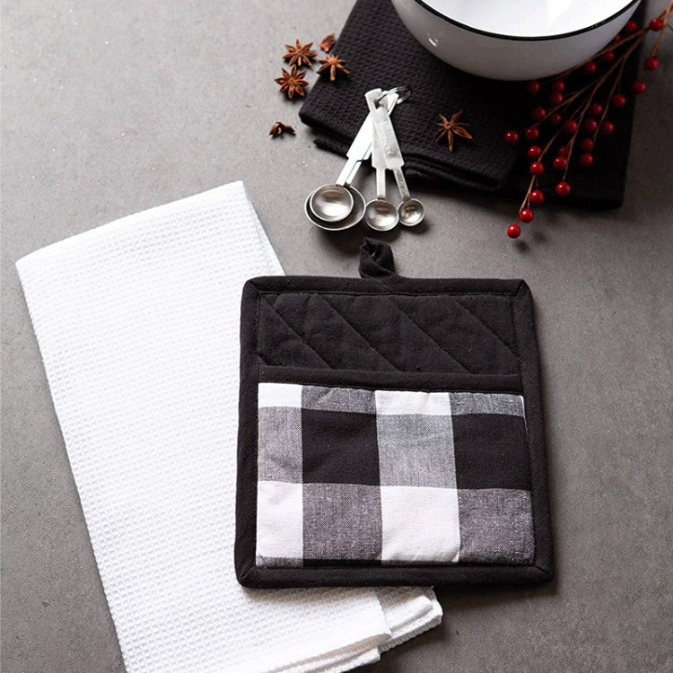 2 PCS Christmas Lattice Tableware Heat Insulation & Anti-Scalding Placemat Cotton High Temperature Gloves, Size: 20x23cm