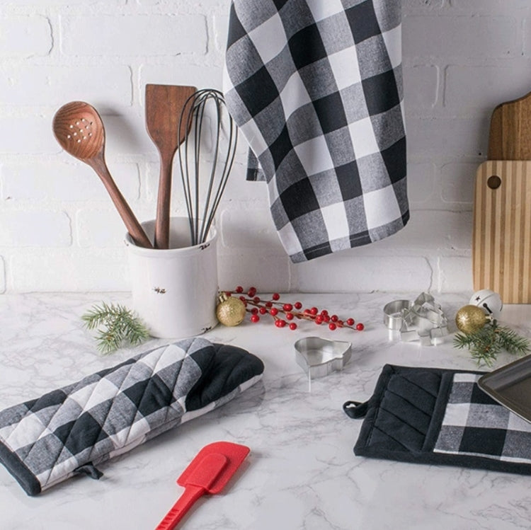 2 PCS Christmas Lattice Tableware Heat Insulation & Anti-Scalding Placemat Cotton High Temperature Gloves, Size: 20x23cm