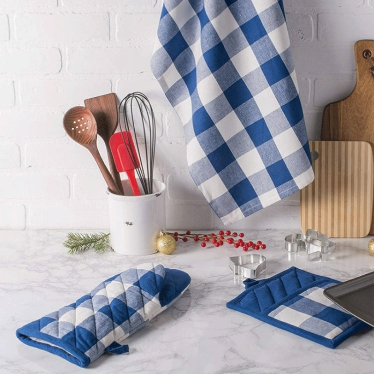 2 PCS Christmas Lattice Tableware Heat Insulation & Anti-Scalding Placemat Cotton High Temperature Gloves, Size: 20x23cm