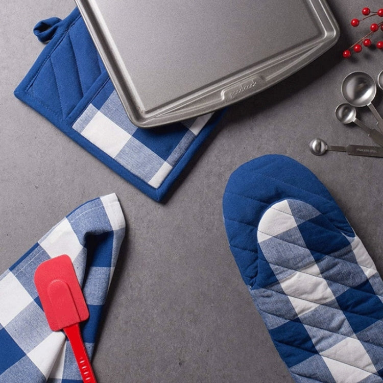2 PCS Christmas Lattice Tableware Heat Insulation & Anti-Scalding Placemat Cotton High Temperature Gloves, Size: 20x23cm