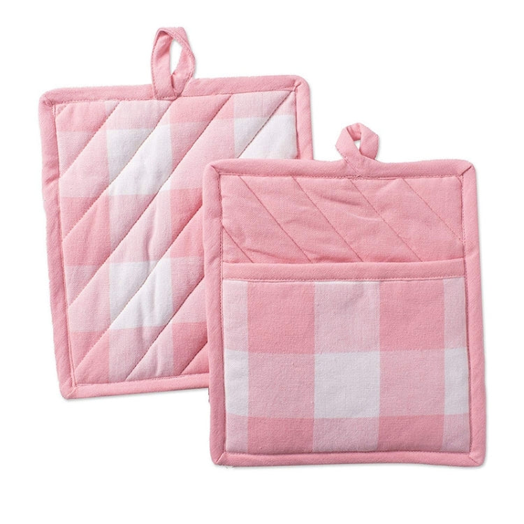 2 PCS Christmas Lattice Tableware Heat Insulation & Anti-Scalding Placemat Cotton High Temperature Gloves, Size: 20x23cm