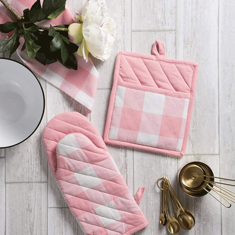 2 PCS Christmas Lattice Tableware Heat Insulation & Anti-Scalding Placemat Cotton High Temperature Gloves, Size: 20x23cm
