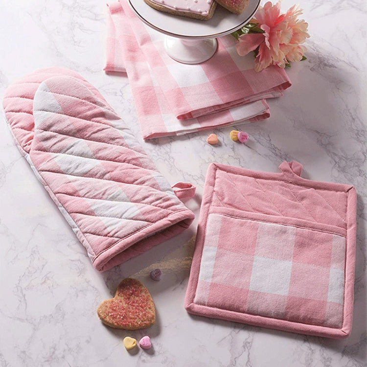 2 PCS Christmas Lattice Tableware Heat Insulation & Anti-Scalding Placemat Cotton High Temperature Gloves, Size: 20x23cm