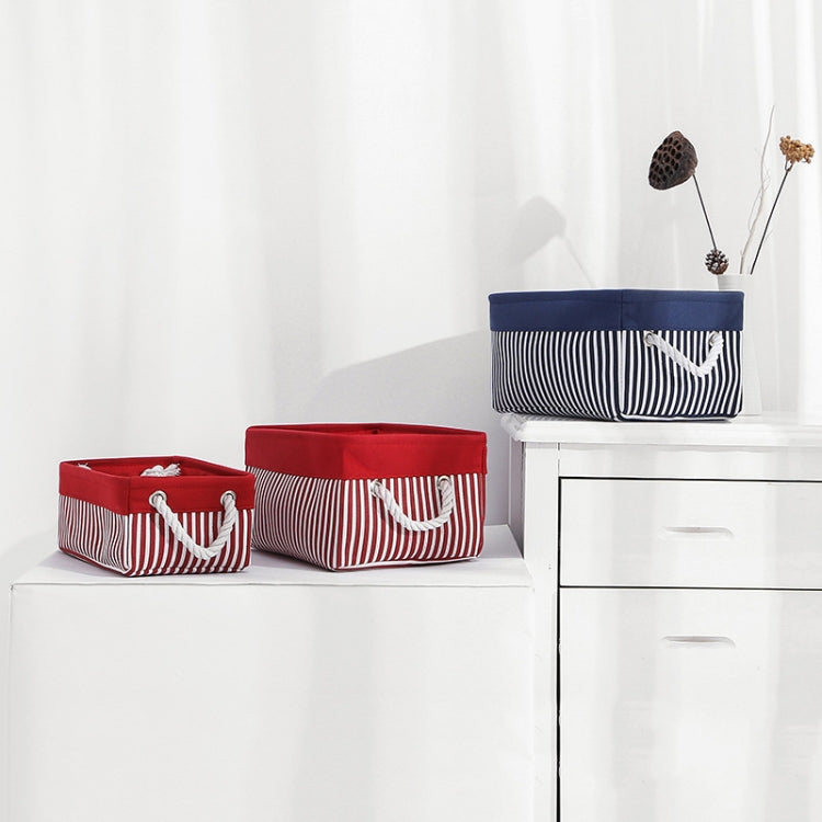 2 PCS Linen Splicing Debris Storage Box Waterproof & Dust-Proof Clothing Storage Basket, Specification: 30x20x13cm
