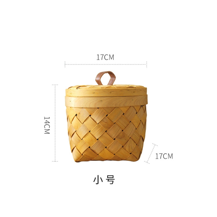 Hand-Woven Storage Basket Baked Fruit Basket Shooting Props Small, Specification: With Lid