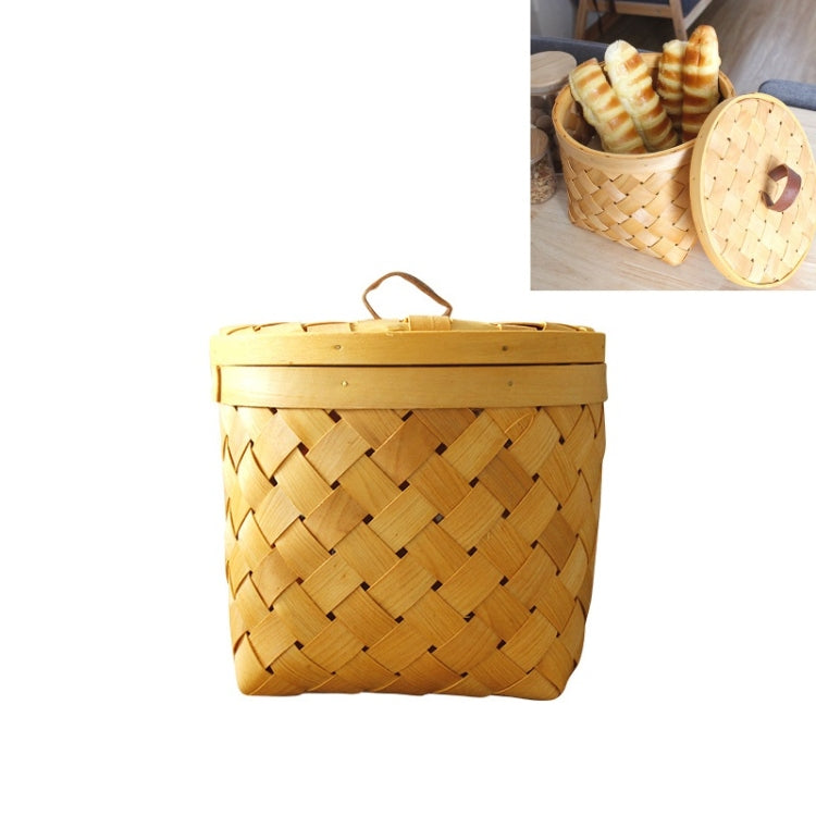 Hand-Woven Storage Basket Baked Fruit Basket Shooting Props Large, Specification: With Lid